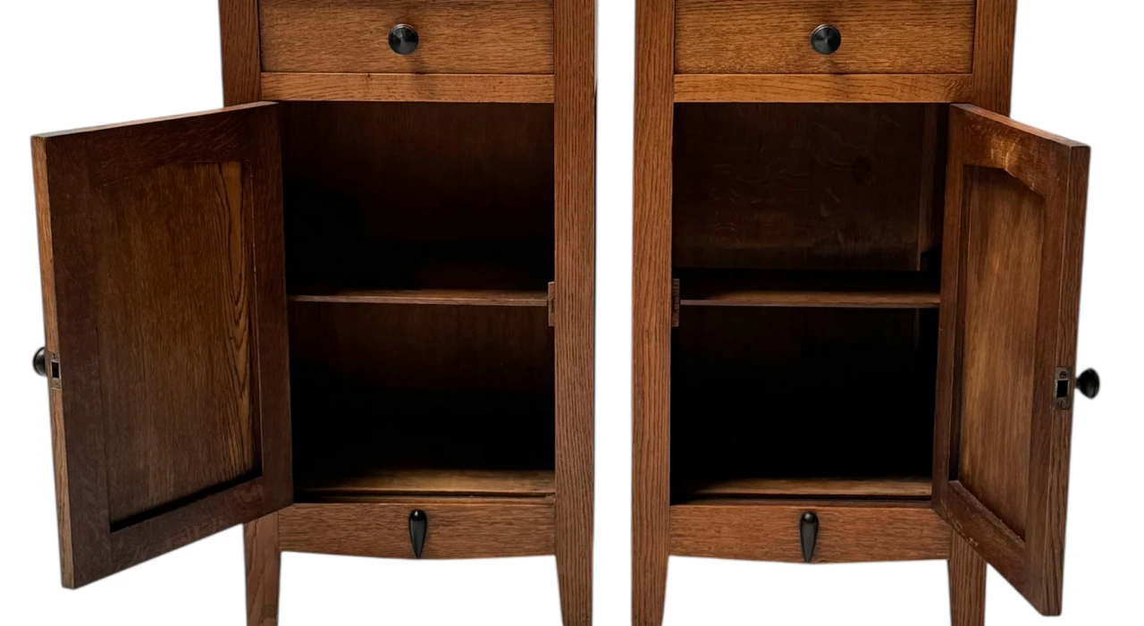 Two Art Deco Amsterdamse School Nightstands or Bedside Tables, 1920s